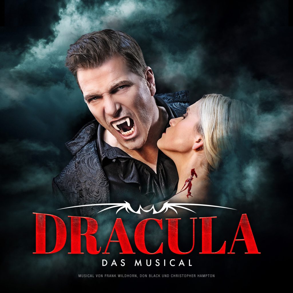 Werbemotiv für das Musical Dracula mit Vampir-Motiv und dramatischer Beleuchtung
