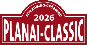 Logo in Dunkelrot mit weißem Text: oben halbkreisförmig SCHLADMING-GRÖBMING, darunter 2026 und groß PLANAI-CLASSIC in Großbuchstaben.