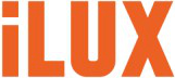Logo with the lettering iLUX in capital letters and orange color
