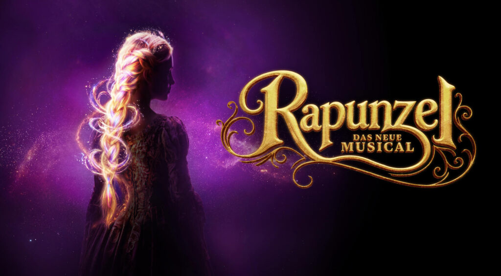 Cartel de «Rapunzel»: el nuevo musical con una princesa resplandeciente sobre un fondo violeta