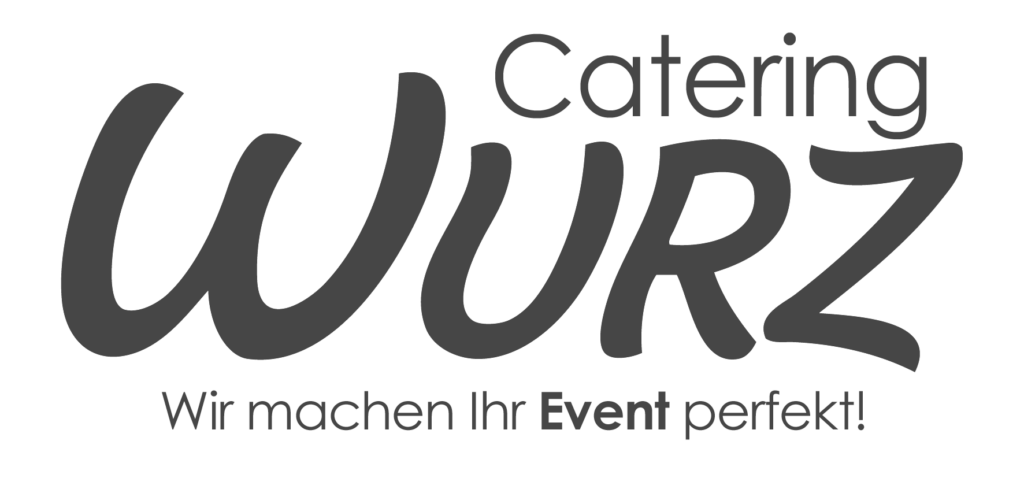 Logo with the lettering "Catering" and the slogan "We make your event perfect!" in dark gray typography.