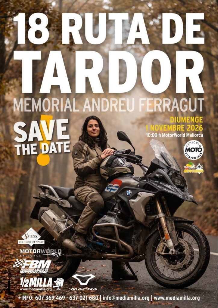Plakat für das Gedenk- und Motorradevent „18 Ruta de Tardor“ zu Ehren von Andreu Ferragut