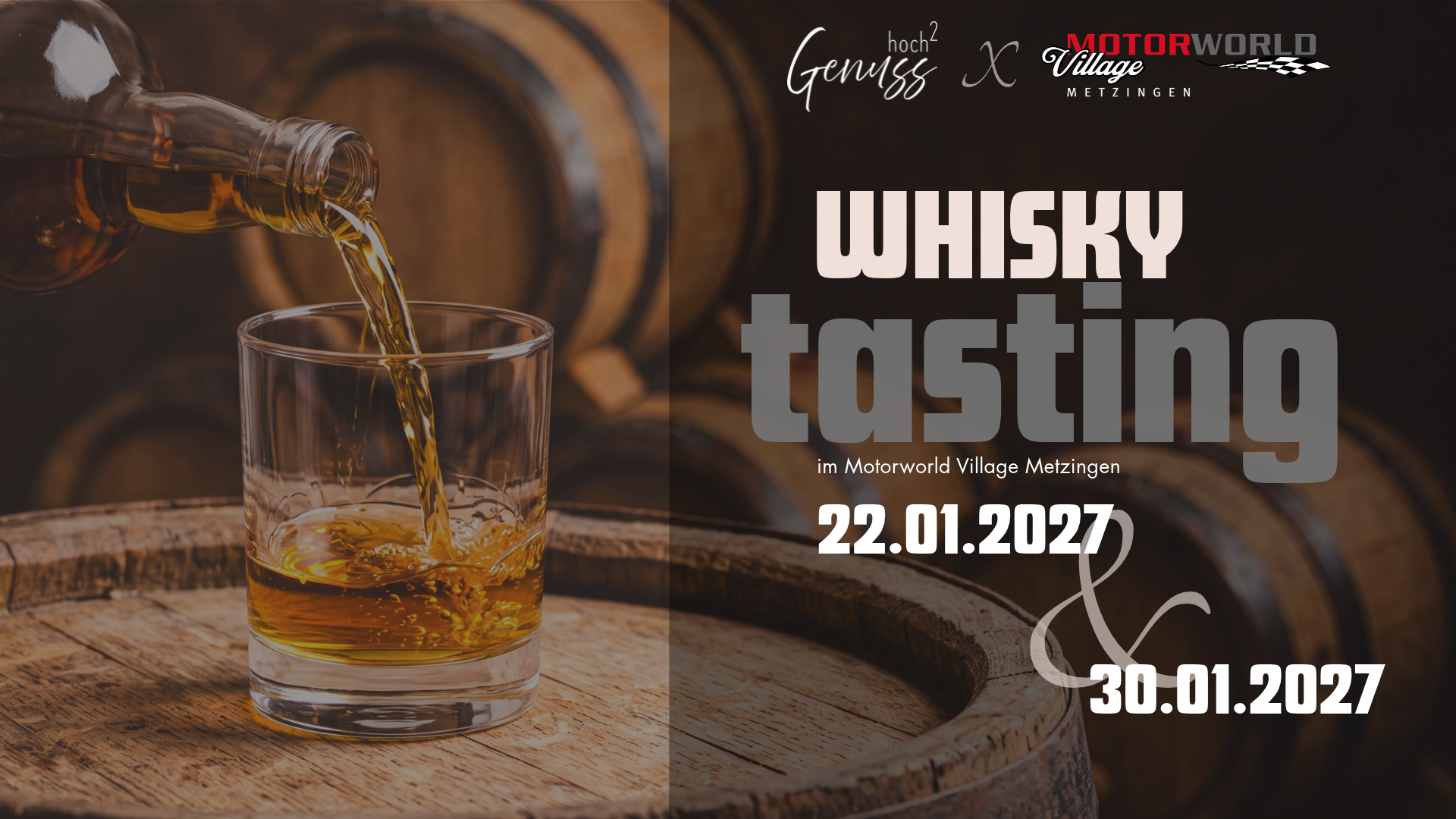 Whisky-Tasting im Motorworld Village Metzingen am 22.01.2027 und 30.01.2027