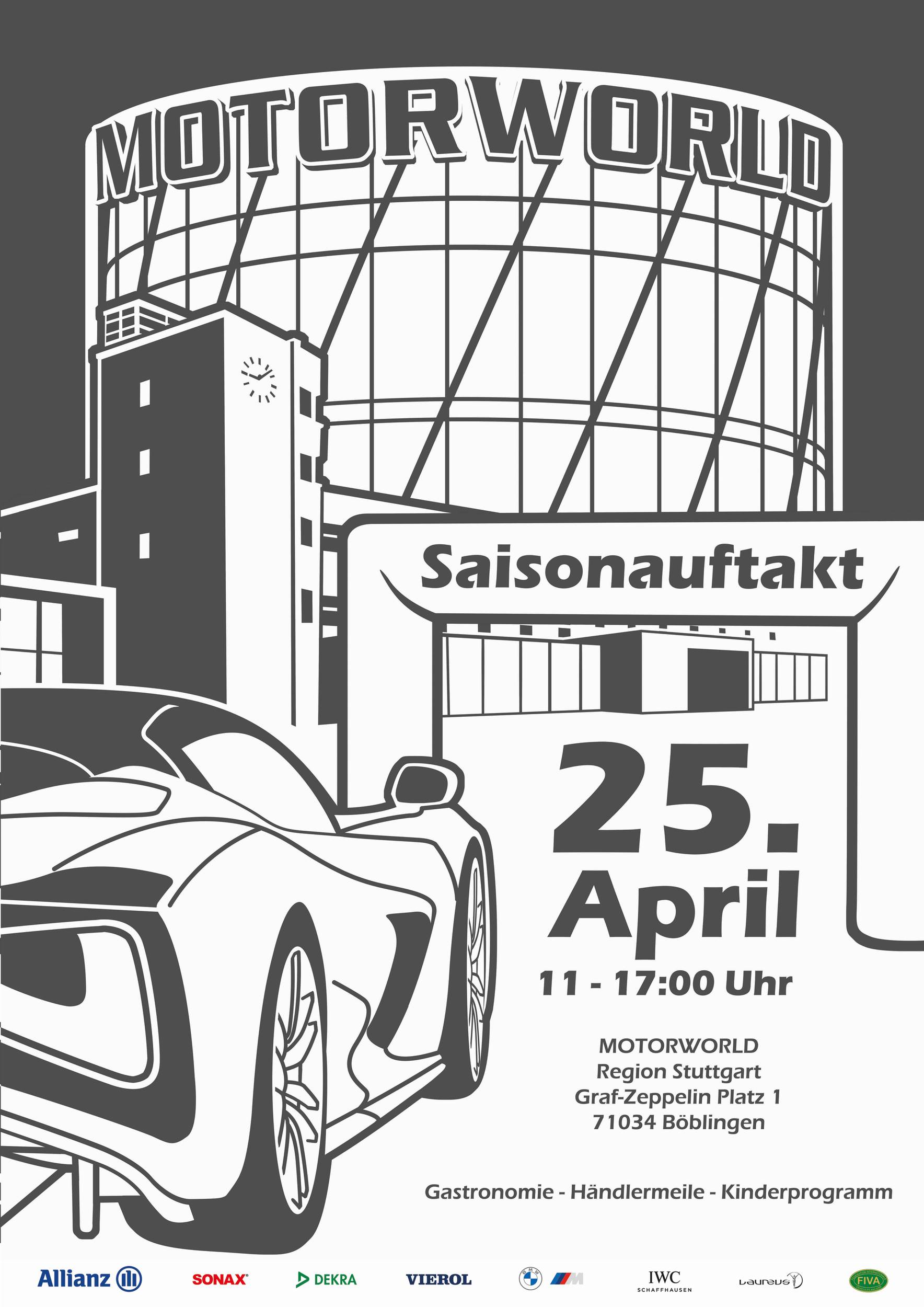 Plakat für die Motorworld Saisonauftakt-Veranstaltung am 25. April in Böblingen